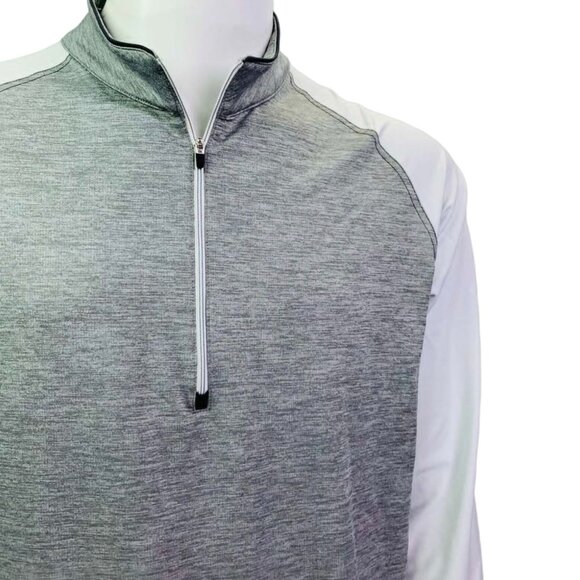 Straight Down Mens Quarter 1/4 Zip Pullover Off White Gray Stretch Size L - Picture 4 of 12